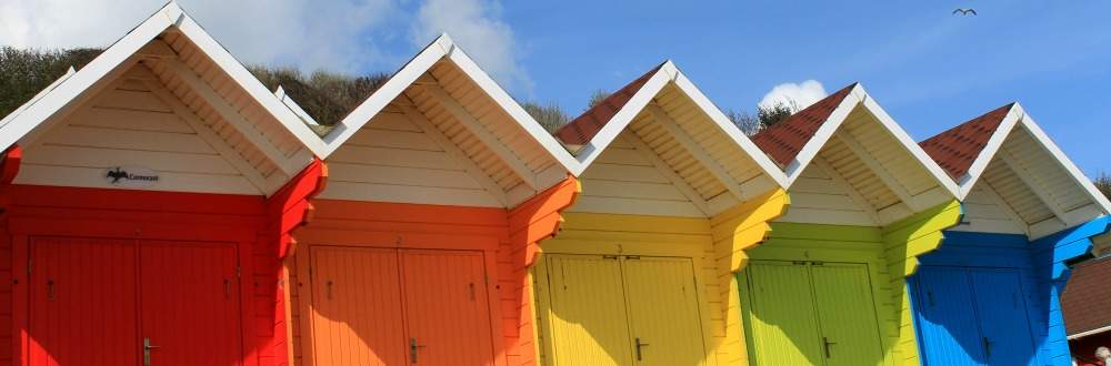 colourful beach huts