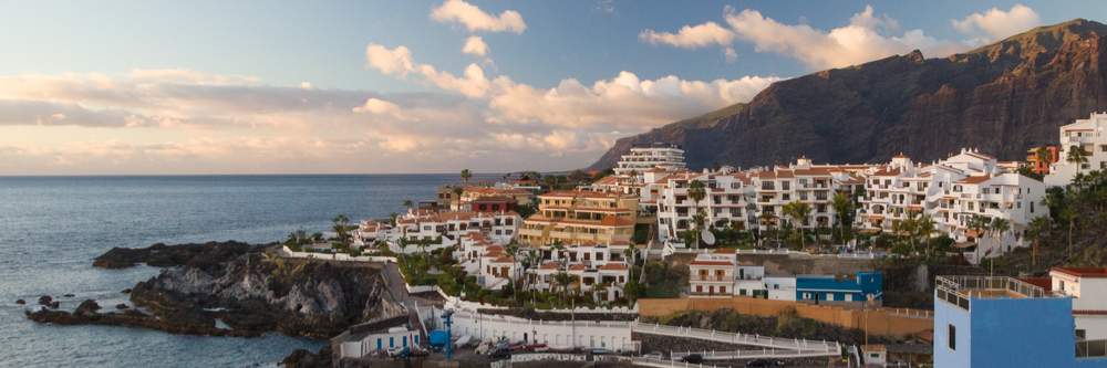 View of Los Gigantes town and cliffs, Tenerife