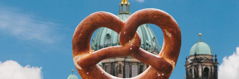 German pretzel in front of Berlin cathedral