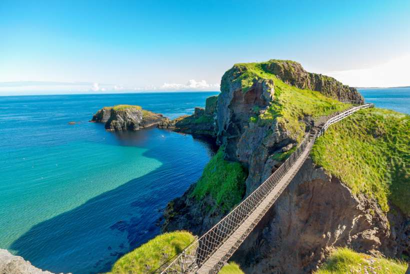 Carrick-A-Rede rope bridge on a sunny day
