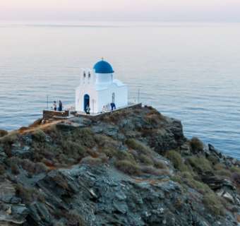 Church on a Greek Island at dusk