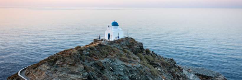 Church on a Greek Island at dusk