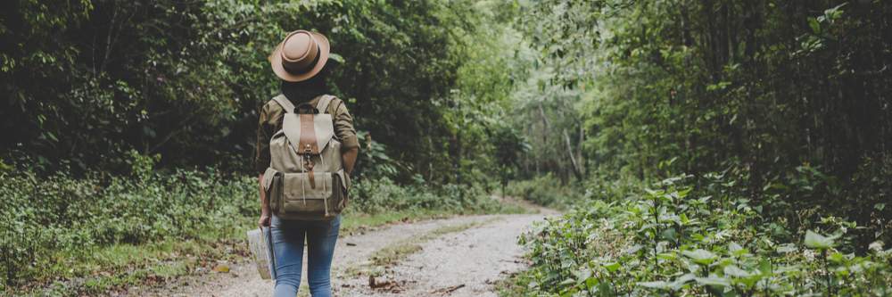 Woman hiking alone