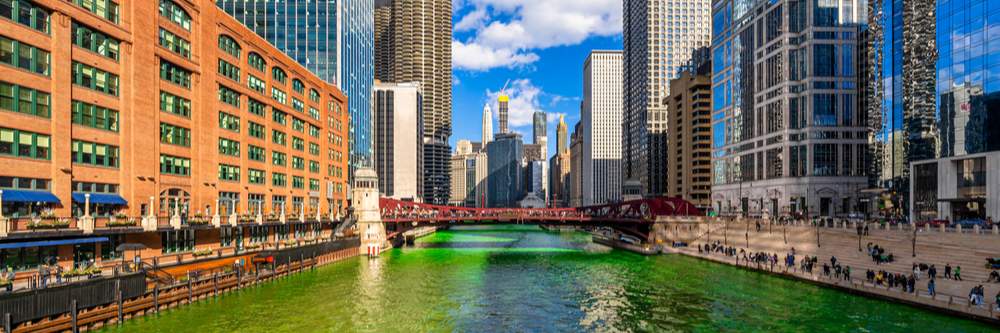 The Chicago River turned green for St Patrick's Day