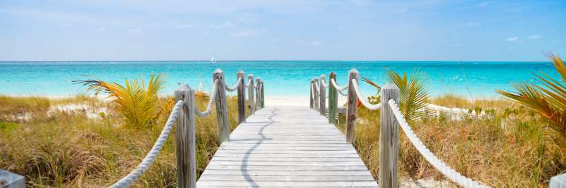 Turks and Caicos islands, walkway to the beach